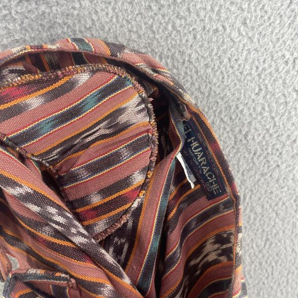 El Huarache Kimono Jacket Womens XL Brown Ikat Stripe Hand Woven Cotton Duster - Picture 15 of 15
